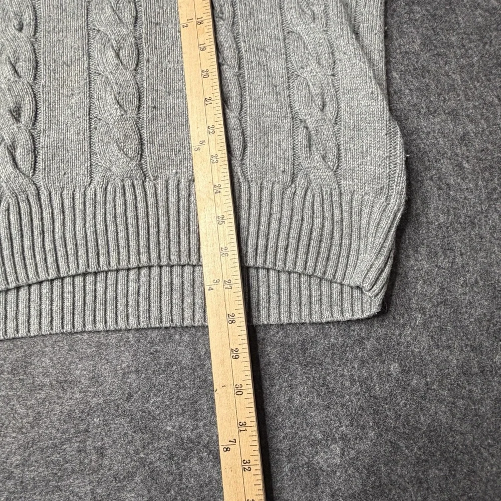 Polo Ralph Lauren Gray Cable-Knit Silk Cashmere Pullover Sweater Mens XL Quarter